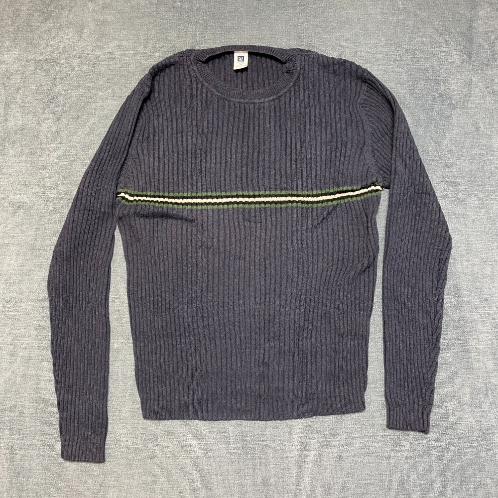 Gap Sweater Mens Medium Cotton Black Crew Neck Long Sleeve Ribbed Knit Winter